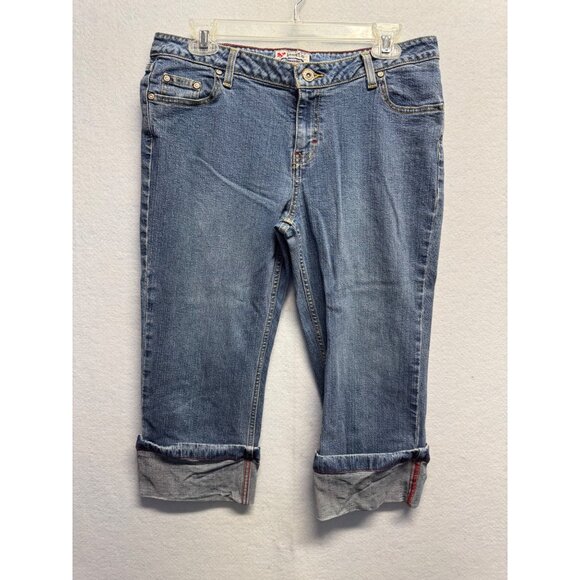 Non Stop Womens Mid-Rise Cuffed Denim Capris Size 9 Jonstop Brand Stretchy Blend - Picture 1 of 11